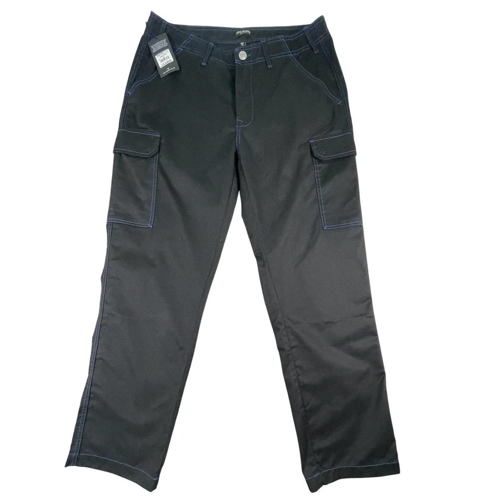 True Religion Cargo Pants‎ Mens 34 Black Pacific Blue Straight Leg NWT Y2K Style